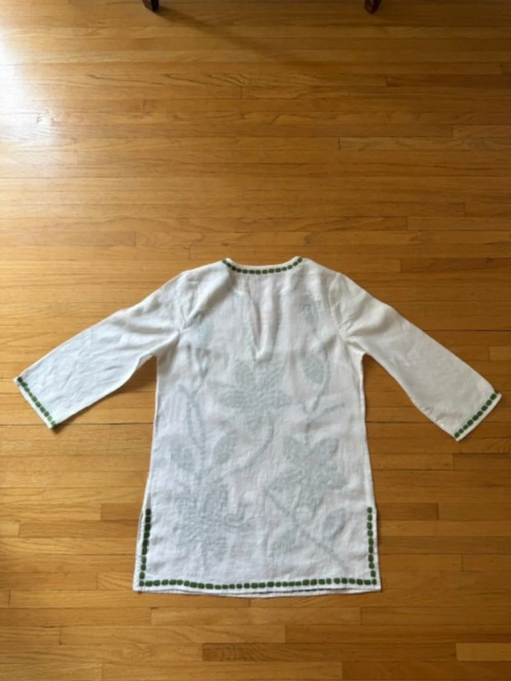 Tory Burch Wisteria Embroidered Linen Tunic Swim Coverup Size Large